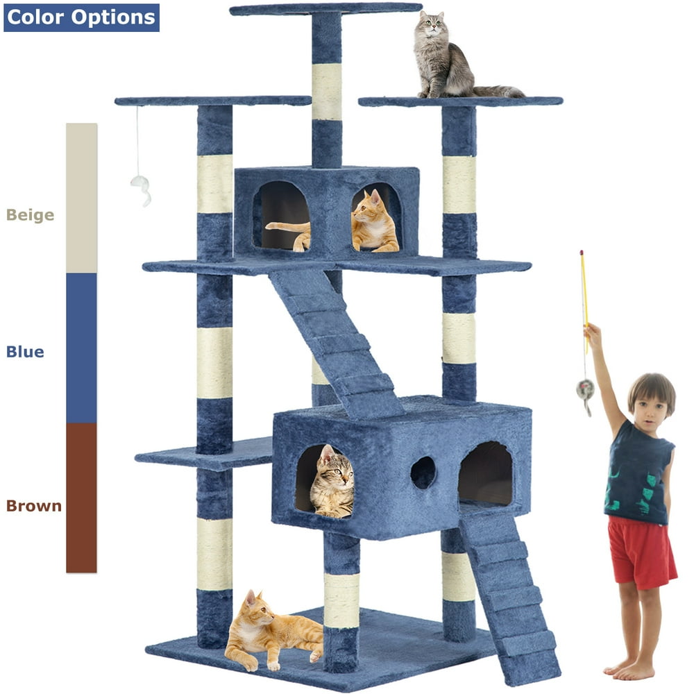 Cat Tree Cat Scratcher for Large Cats, 73" H, Navy Blue