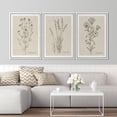 thumbnail image 3 of IDEA4WALL Framed Canvas Print Wall Art Set of 3 Black & Brown Wildflowers Bouquet Illustrations Nature Wilderness Vintage Art Boho Retro Wall Decorative Artwork for Rooms - White 24"x36"x3, 3 of 5