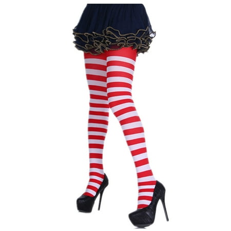 

Qiylii Ladies Bottoming Stockings Skin-Friendly Striped High Waist Tights Pantyhose