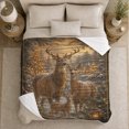 thumbnail image 5 of Deer Family in Snowy Christmas Forest with Lanterns, Cheerful Rustic Wildlife Style for Deer Lovers, Warm Flannel Blanket for Living Room and Cabin, Christmas Gift, Home Decor, 5 of 9