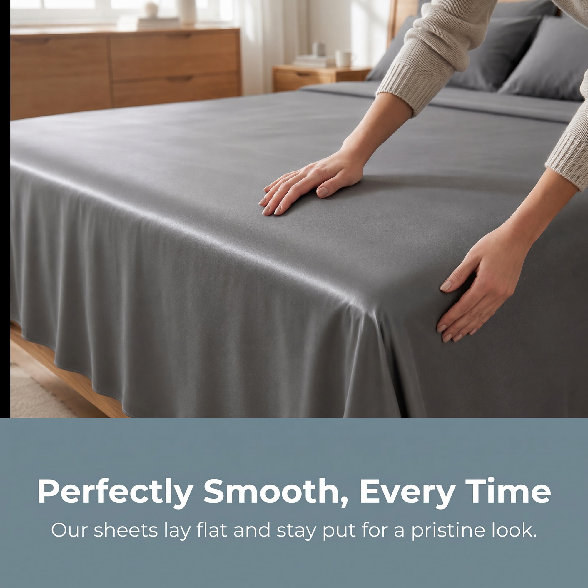 Unique Bargains Microfiber Ice SilkFlat Sheet Wrinkle Bedding Dark Gray 79"x91"