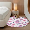 thumbnail image 2 of Purple Pink Spring Floral Round Area Rug 5Ft Washable Circle Rugs for Living Room Bedroom, Summer Botanical Flower Non-Slip Carpet Floor Mats Indoor Outdoor Carpet Runner Aesthetic Home Decor, 2 of 8