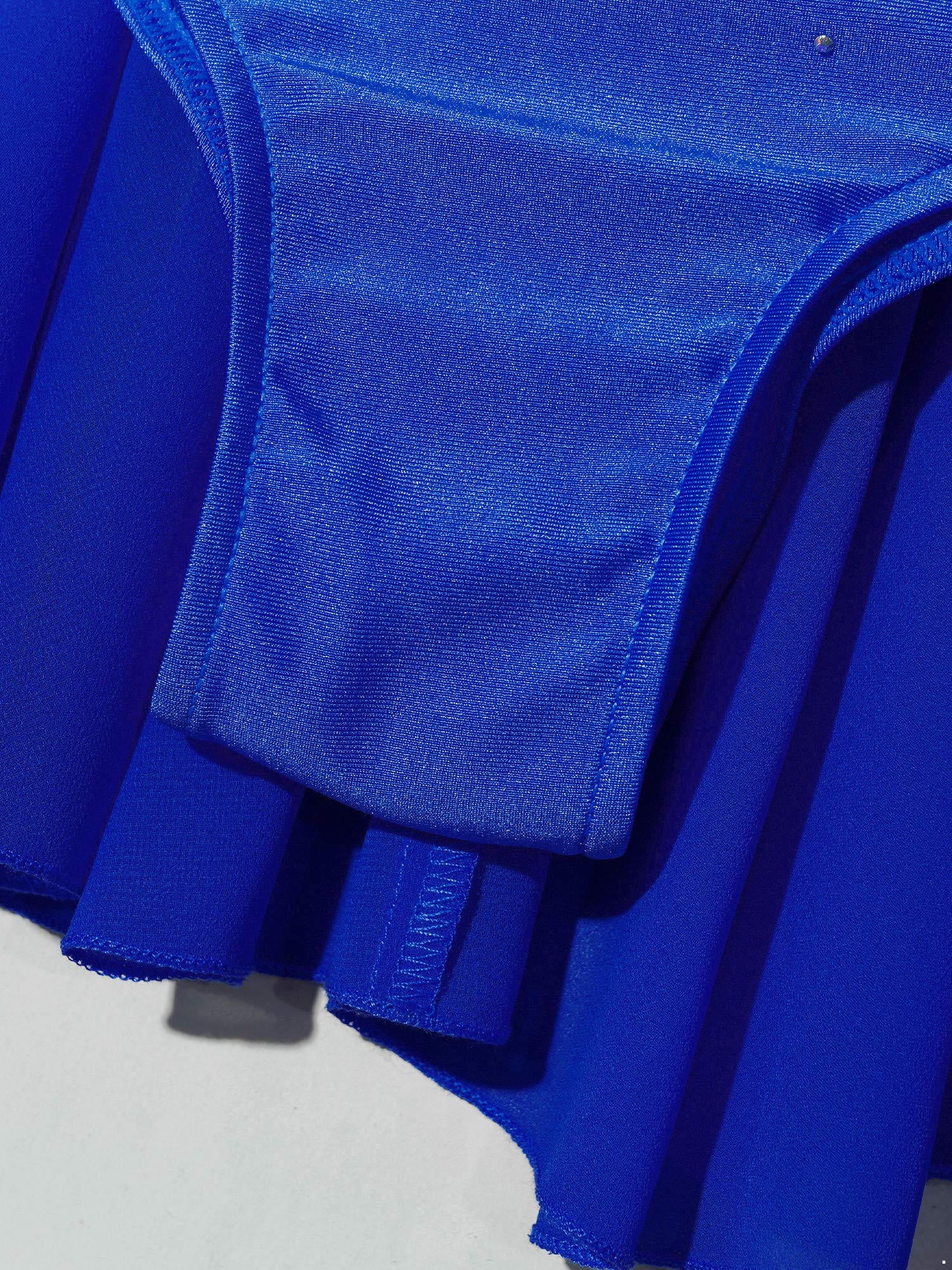 Alvivi Rhinestone Sleeveless Athletic Dance Dress for Kids Girls Figure Skating Competition Costume Royal Blue 10