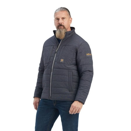 

ARIAT Men s Rebar Valiant Stretch Canvas Water Resistant Insulated Jacket Charcoal Heather Large Large