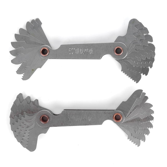Stainless Steel Thread Pitch Gauge Set - 20 Blades, Metric 60° & Imperial 55°, Durable & Precise Thread Measurement Tool for Machining and Calibration