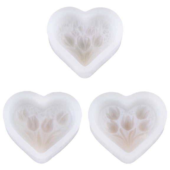 3 Pack Heart Silicone Mold for Candle Making Epoxy Resin Soap Craft Wax Melts DIY Stationery Supplies