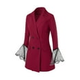 thumbnail image 3 of Rosegal Plus Size Bell Sleeve Double Breasted Blazer Red Wine 3X, 3 of 5