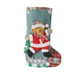 thumbnail image 2 of Plaid Christmas Stocking Personalized Family Holiday Decor With Bear Pattern For Fireplace Mantel Hanging Gift Bag, 2 of 5