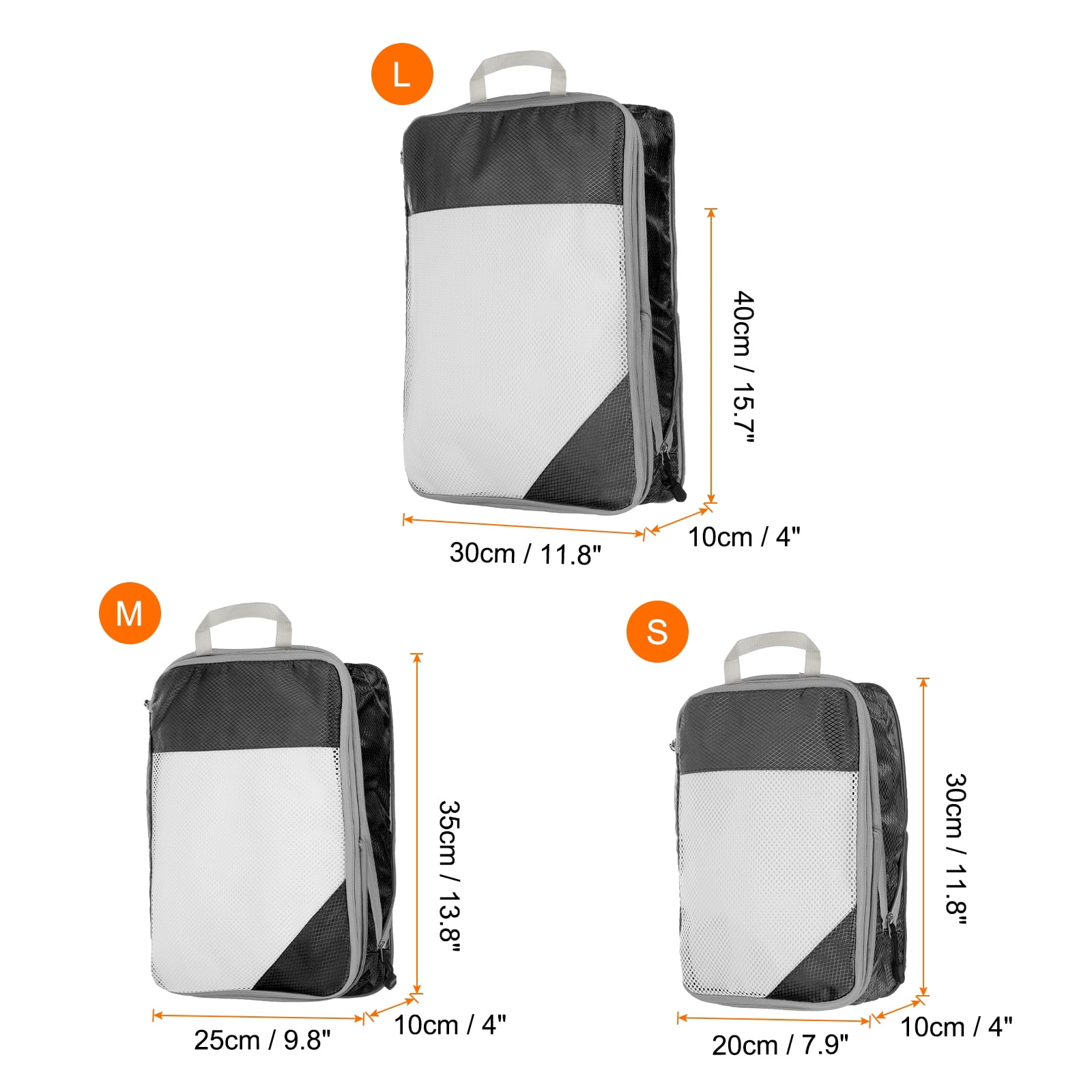 Uxcell 3pcs Compression Packing Cube for Suitcases Lightweight Travel Essentials Luggage Organizers Bags, Black