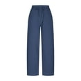 thumbnail image 4 of Mlzmgr Wide Leg Pants for Women Drawstring High Waisted Loose Comfy Cropped Pants Solid Color, 4 of 6