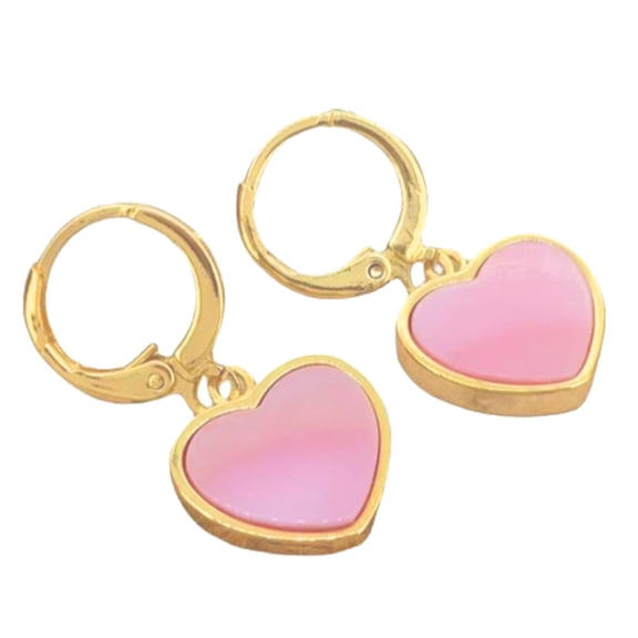 Luxshiny 1 Pair of Texture Heart Earrings Decorative Earrings in Pink for Party Women
