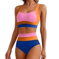 thumbnail image 4 of Plus Size Bikini Top V-Neck Ruffled Tunic with Ring Straps Push-Up Padded Swimsuit, Plus Size Bikini Sets, 4 of 6