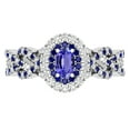 thumbnail image 2 of Dazzlingrock Collection 6X4mm Oval Tanzanite with Round Blue Sapphire & White Diamond Interweaving Double Halo Wedding Ring for Women in 10K White Gold, Size 5.5, 2 of 6
