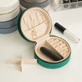 thumbnail image 4 of AMERTEER Jewelry Box Ring Storage Box Large Capacity Dustproof Zipper Closure Classified Keep Neat Anti-oxidation Round Shape Detachable Division Plate Jewelry Box, 4 of 6