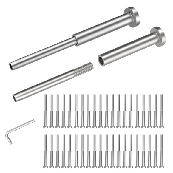 CKE 50 Pack 4"x4" Invisible Cable Railing Kits, T316 Stainless Steel 1/8" Invisible Receiver and Swage Stud End for Deck Cable Railing Hardware Threaded End Fitting