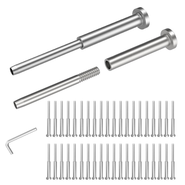 CKE 50 Pack 4"x4" Invisible Cable Railing Kits, T316 Stainless Steel 1/8" Invisible Receiver and Swage Stud End for Deck Cable Railing Hardware Threaded End Fitting