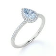 thumbnail image 4 of JeenMata 1 Carat Pear Shaped Created Aquamarine Halo Wedding Ring in 18k White Gold over Silver, 4 of 6