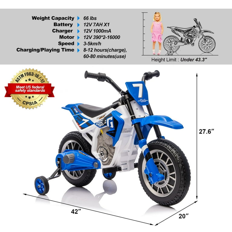 JOYLDIAS 12V Electric Dirt Bike Motorcycle for Kids with Training