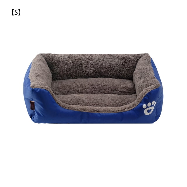 Methold Casa para mascotas, cama para mascotas móvil cuadrada, soporte para el cuello, estera para dormir cálida y ecológica para mascotas Suministros para perros Azul real S
