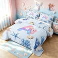 thumbnail image 3 of meiyoeat Ocean Axolotl Letter A Quilt Full for Girls, Sea Life Full Bedspread Sets, Rainbow Blue, 3pcs, 1 Comforter and 2 Pillowcases, 3 of 7