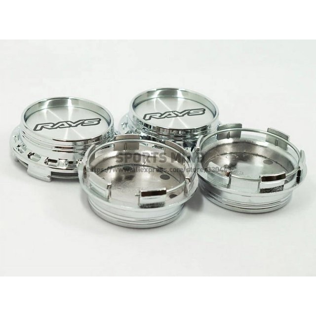 4x67mm Rays Silver Chrome Emblems Badges Wheel Center Hub Caps Rim Caps