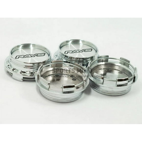 4x67mm Rays Silver Chrome Emblems Badges Wheel Center Hub Caps Rim Caps