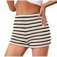 thumbnail image 2 of Costeam Womens Horizontal Striped Textured Knit Shorts High Rise Elastic Waist Slim Fit Stretch Breathable Lightweight Casual Workout Running Athletic Short Bottoms, 2 of 6