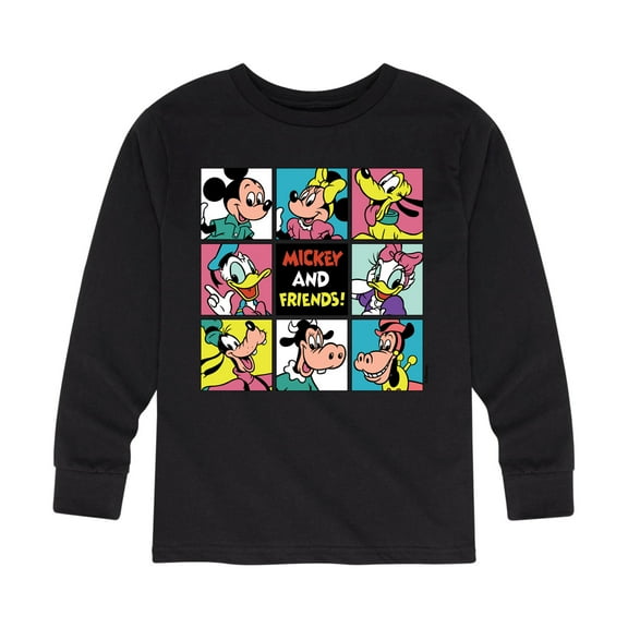 Mickey & Friends - Mickey And Friends Grid - Toddler And Youth Long Sleeve Graphic T-Shirt