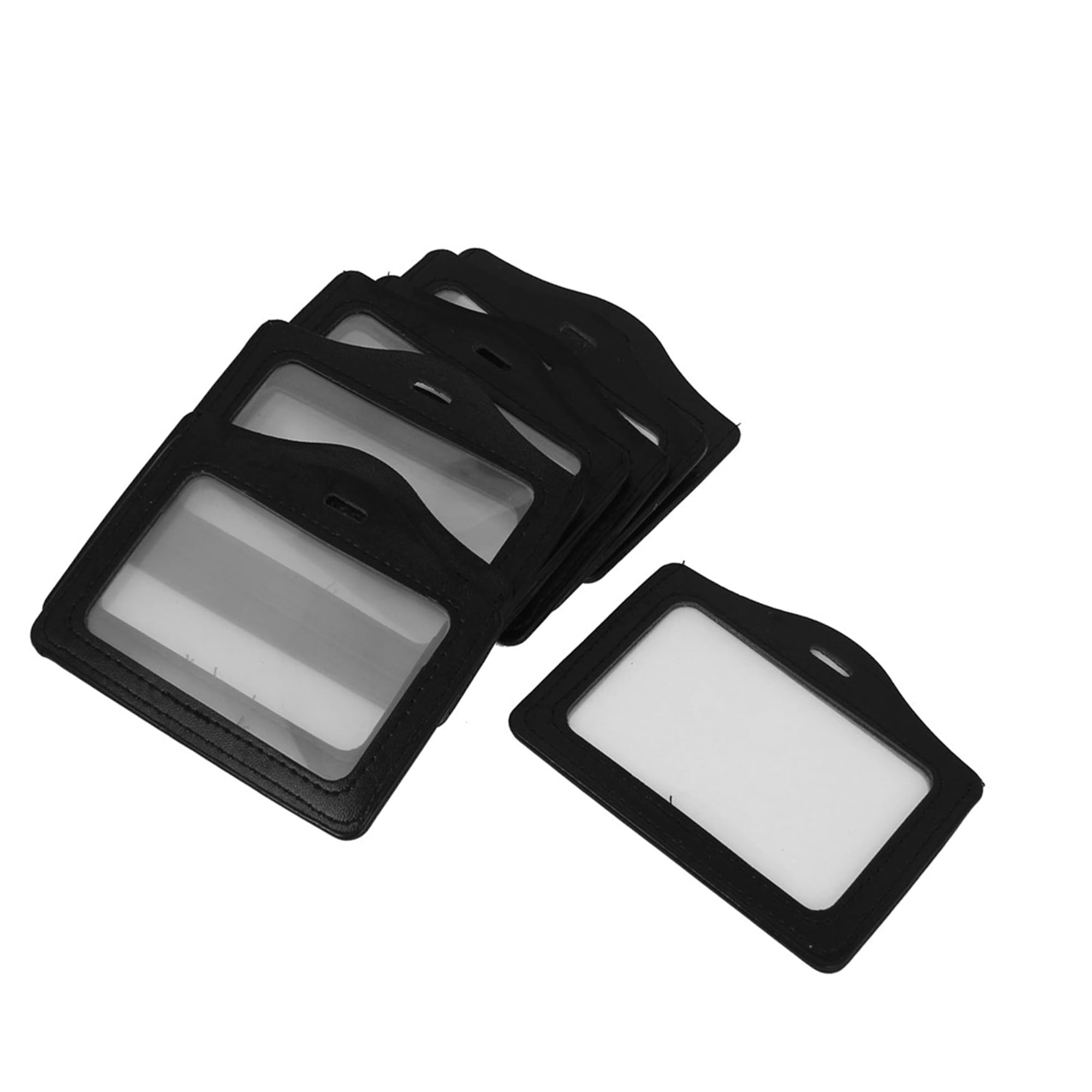 Unique Bargains Faux Leather Horizontal Name Tag Employee ID Work Badge Card Holder 10pcs