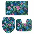 thumbnail image 2 of Pink Blue Floral Bathroom Rugs Set Spring Watercolor Flower Green Leaf Oil Painting Style Non Slip Absorbent Bath Mats 3 Piece Set with Bathroom Rug, U-Shaped Floor Mat, Toilet Seat Cover Small Size, 2 of 9
