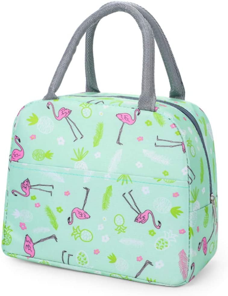 Cute Portable Picnic Flamingo Pattern Food Storage Lunch Bag Camp 