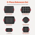 thumbnail image 2 of VEVOR Baking Pan Set 6-Piece Nonstick Carbon Steel Bakeware Set with Silicone Handle, 2 of 9
