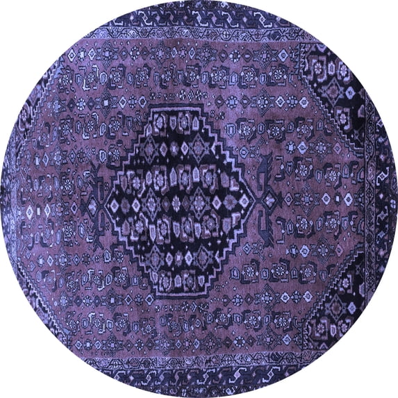 Ahgly Company Machine Washable Indoor Round Persian Blue Traditional Area Rugs, 8' Round