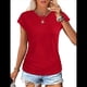 thumbnail image 1 of Camiseta de Corta con Cuello Redondo y Fruncido para Mujer, Color Rojo, Talla S, 1 of 7
