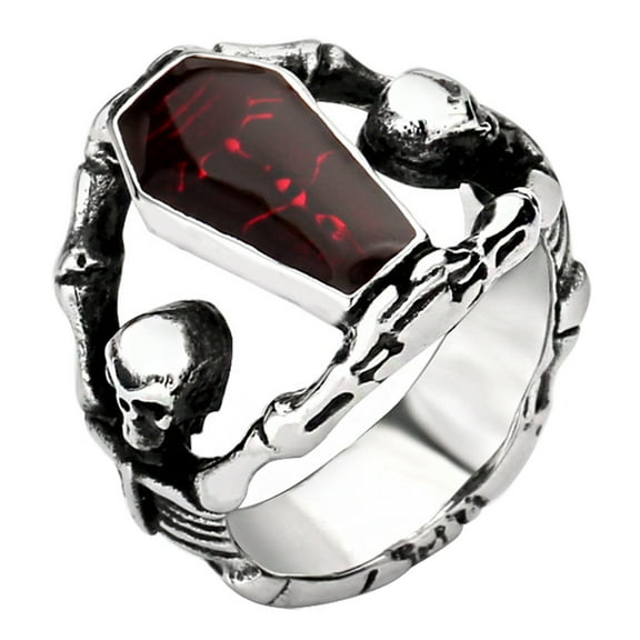ZMY Home Stainless Steel Party Chunky Jewelry Vampire Skull Coffin Ring for Men (11)
