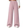 thumbnail image 2 of Women's Flowy Workout Pants Baeitkot Women's Solid High Waist Elastic Wide Leg Sweatpants Casual Loose Flowy Workout Pants with Pocket Pink XL, 2 of 8