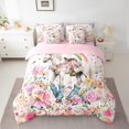 thumbnail image 2 of jejeloiu Farm Animal Horse Twin Bedding Sets 7-Piece,Colorful Flower Bedding Comforter Set,Graffiti Rainbow Sheet Sets For Girls,Super Cozy Room Decor Reversible, 2 of 8