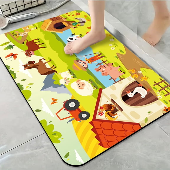 1pc Farm Scene Bathroom Rug Bathroom Decor and Accessories- Durable,Anti Slip,And Quick Drying,Suitable For Indoor/outdoor Use - Perfect For Bathrooms,Bedrooms,Kitchens