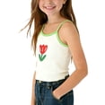 thumbnail image 3 of LJEFF Girls' Ribbed Cami Tank Top, Adorable Breathable Straps Cute Motif Kids Casual Summer Tops Green Size 3T, 3 of 5