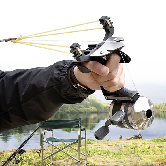 Piaoyu Fishing Slingshot Set for Outdoor Hunting - Versatile Slingshot with Stainless Steel Reel, Fish Darts, and Line Slot Plate