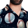 thumbnail image 5 of Baseball Men's Short Sleeve Casual Printed Button Down Beach Shirt - Summer Unisex Top, 5 of 6