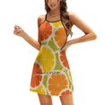 thumbnail image 1 of Robe Évasée Orange Citron et Pamplemousse Col Carré Robe Élégante Mode Féminine Imprimée Orange Citron Pamplemousse, 1 of 5