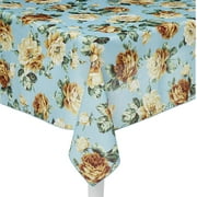 Sana Enterprises Tablecloth Polyester Fabric, Stain and Wrinkle Resistant, for Dining, Kitchen, Parties, Buffet, Weddings or Everyday Use. Seats 10-12 persons. (Blue Floral, 60x118 Inch Rectangle)