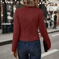 thumbnail image 5 of Women's Faux Suede Jackets Cropped Blazer 2025 Fall Casual Business Long Sleeve Coat Red M, 5 of 5