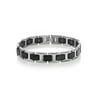 Gem Stone King Men’s Solid Shiny Silver and Black IP Shiny Polished Tungsten Link Bracelet 8.25 inches in Length with Fold Over Safety Clasp