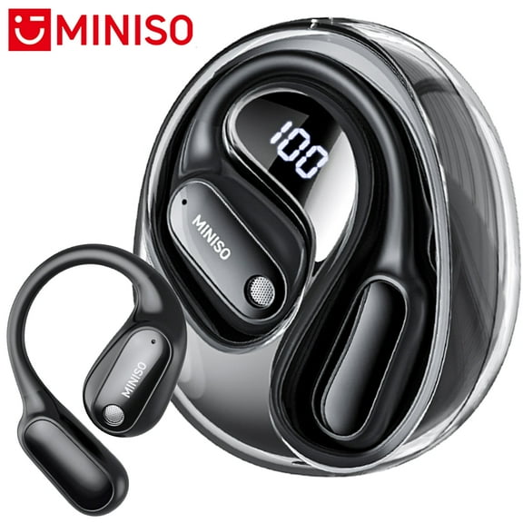 MINISO MS190 Wireless Earbuds Open Ear Headphones Sports, Bluetooth Earbuds 6.0, 48h Support 135 AI Languages Translator Earbuds IPX6 Waterproof,Black