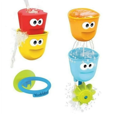 Yookidoo Baby Bath Toys - Fill 'N' Spill Set of Four Stackable Cups - Attaches to Any Bath Tub