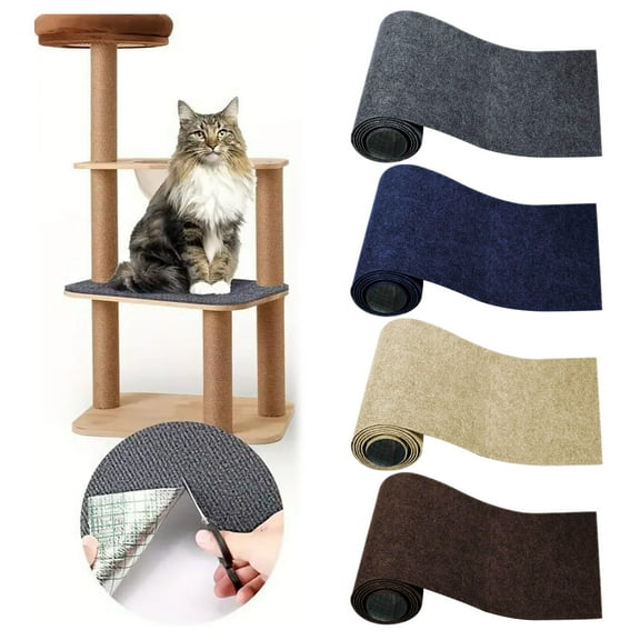 Frogued 39.4"x15.8" Cat Scratching Mat Self-Adhesive Trimmable DIY Cat Scratcher Pad for Couch Wall Doors Cat Trees Anti-Scratch Furniture Protector (Black)