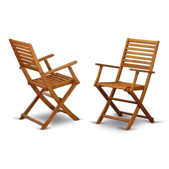 Pemberly Row Wood Patio Dining Chairs in Natural Oil (Set of 2)