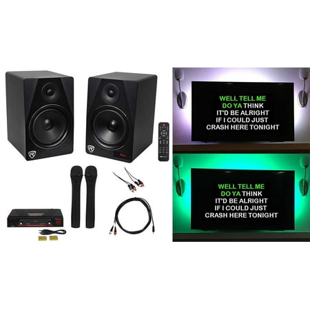 Rockville Pro Karaoke Machine System w/Bluetooth+LED's+(2) Wireless Mics+Remote